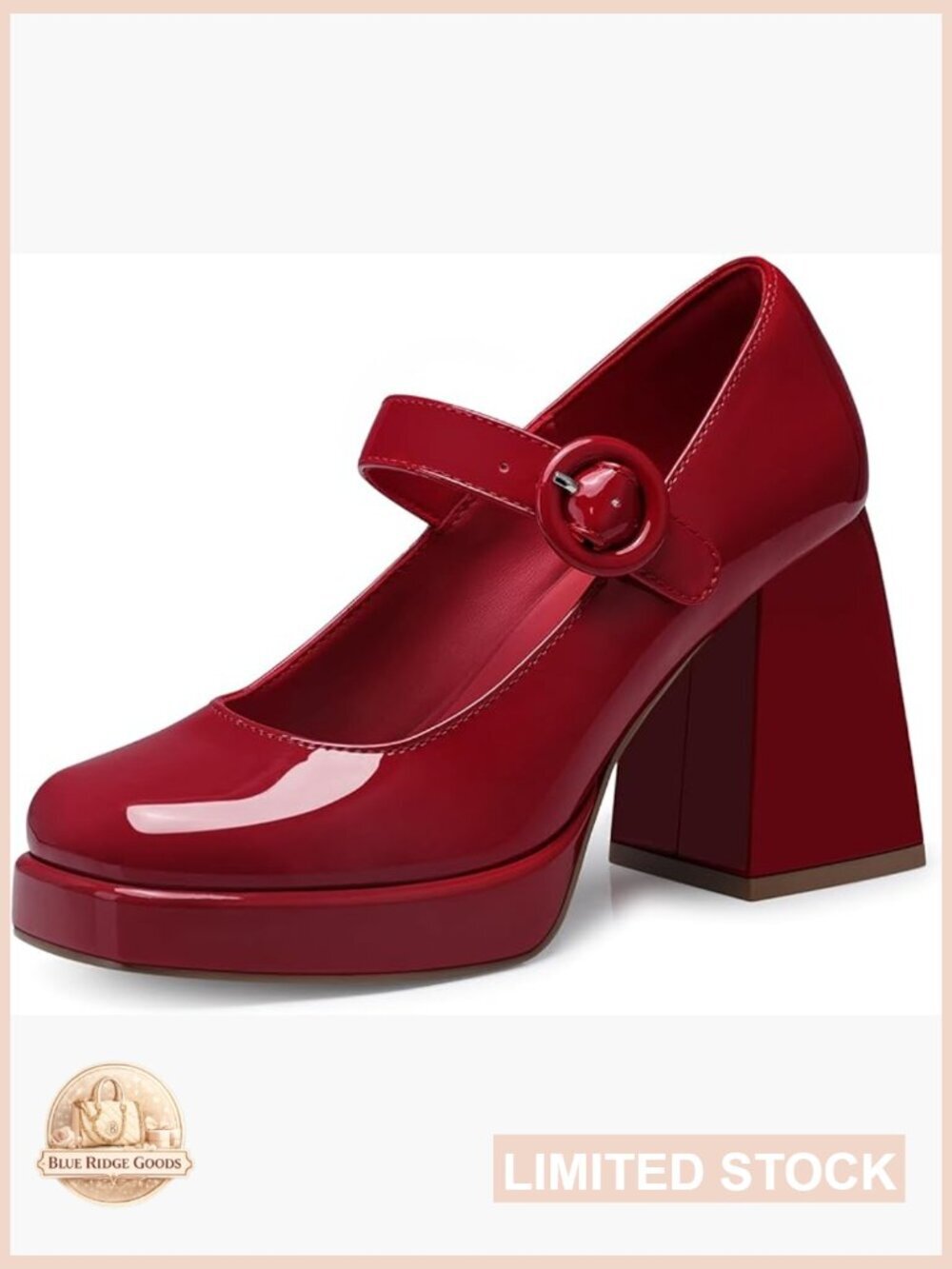 Vintage Mary Jane Pumps Chunky Heels Closed Toe Block Heels Dressy